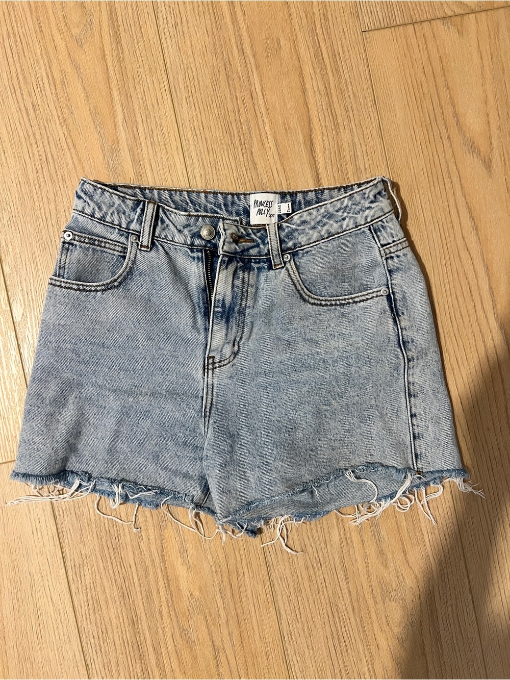 Princess Polly Light Blue High-Rise Denim Cutoff Shorts